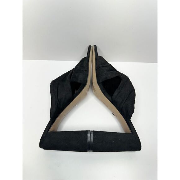 Adrienne Vittadini Sandals Size 9 Black Crossover Faux Suede Block Heel - Picture 8 of 9